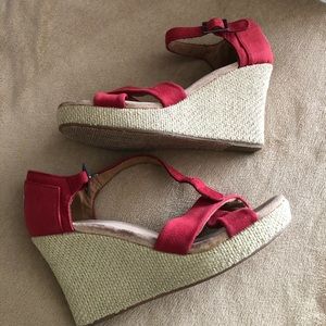 Toms Espadrille Sienna Red Wedge Sandals